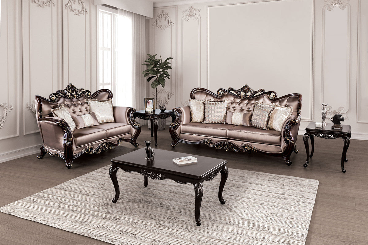Albacete Dark Cherry/Brown Traditional Living Room Set