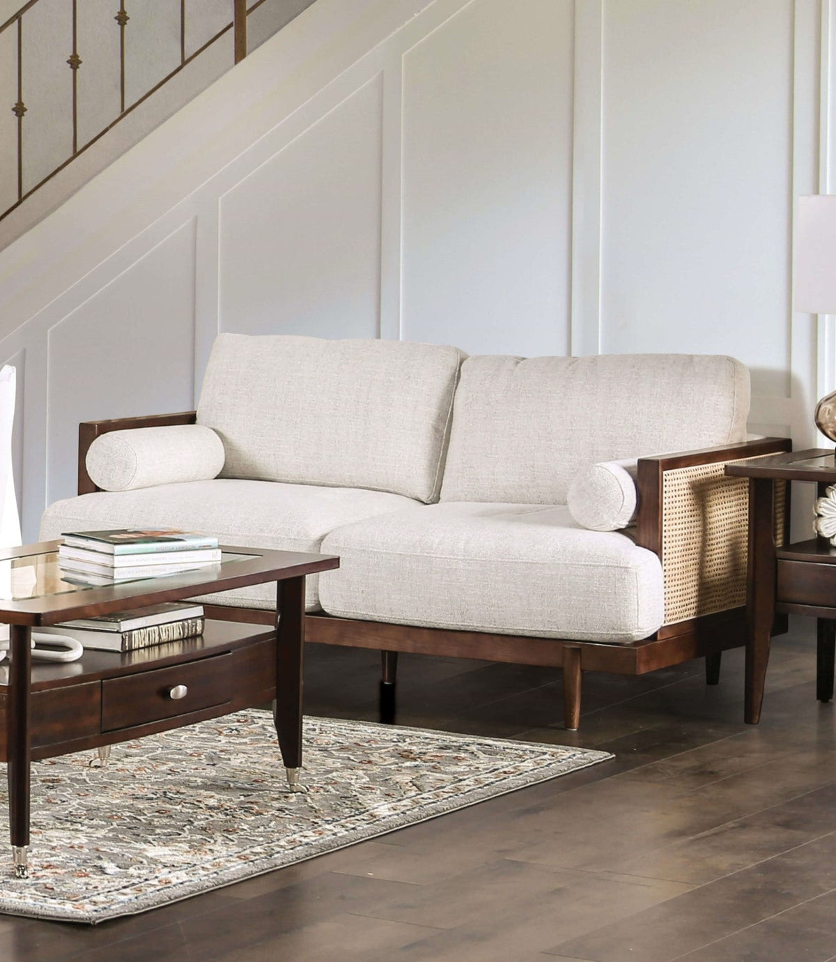 Alesund Beige/Walnut Mid-Century Living Room Set