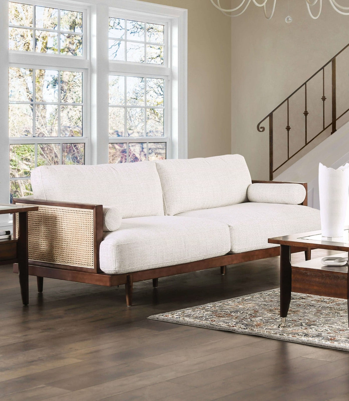 Alesund Beige/Walnut Mid-Century Living Room Set