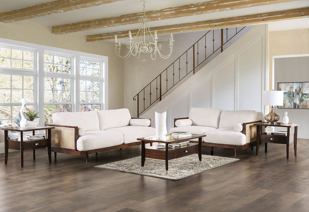 Alesund Beige/Walnut Mid-Century Living Room Set