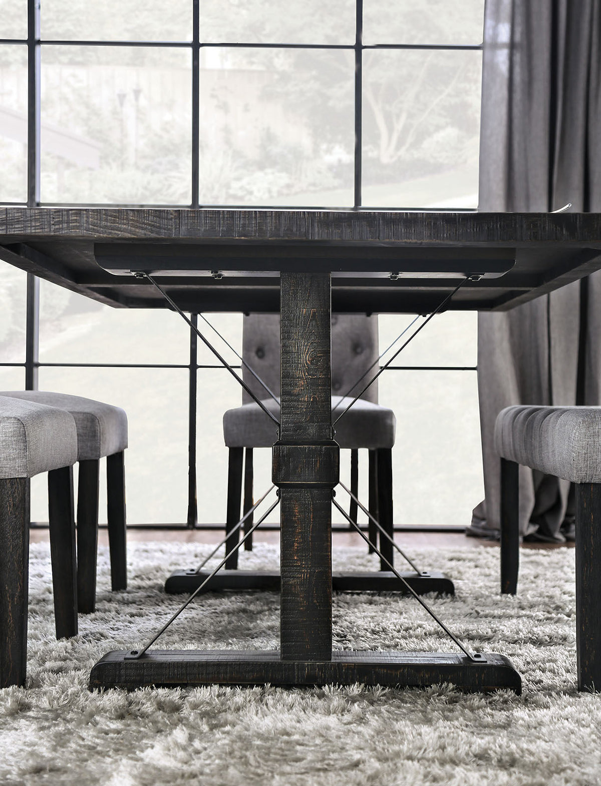 Alfred Antique Black Rustic Dining Room Set