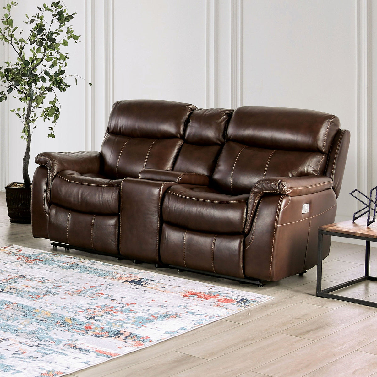 Antenor Brown Transitional Power Reclining Living Room Set