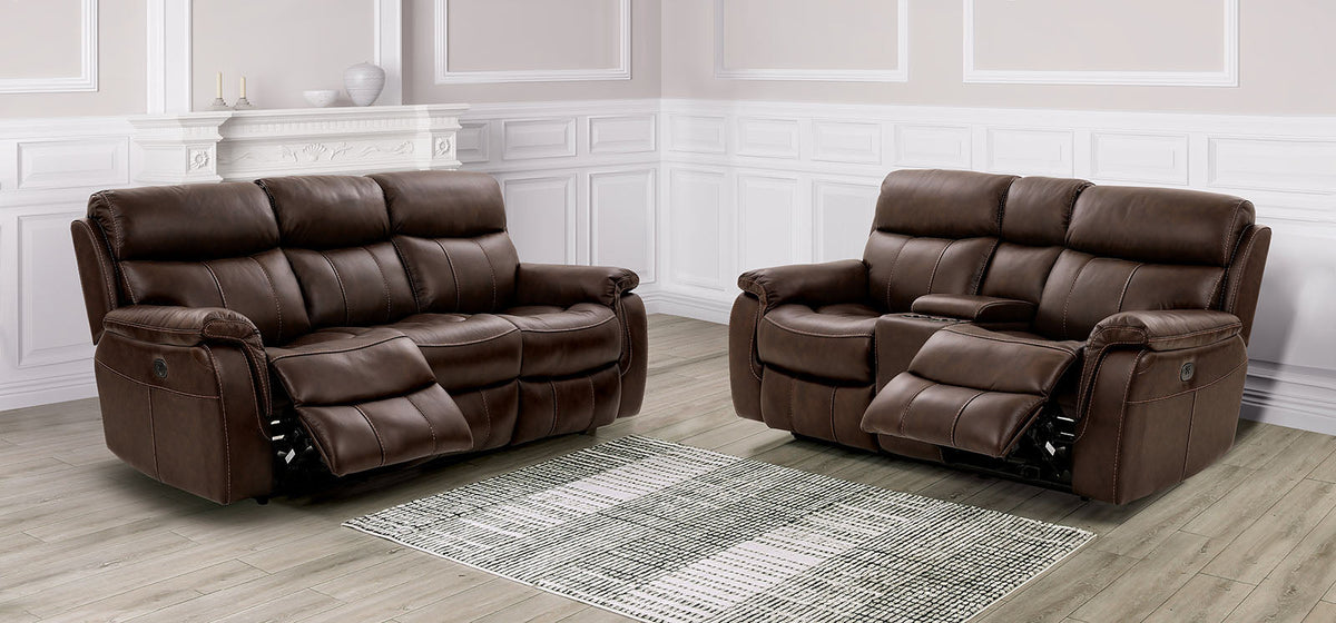 Antenor Brown Transitional Power Reclining Living Room Set