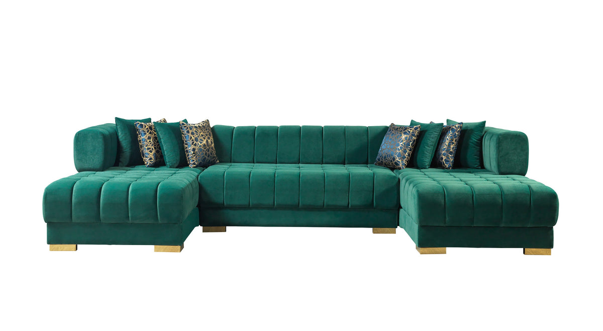 Ariana Green Velvet Double Chaise Sectional