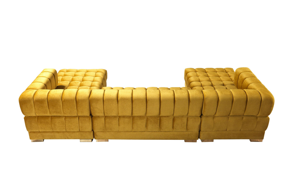 Royale Honey Velvet Double Chaise Sectional