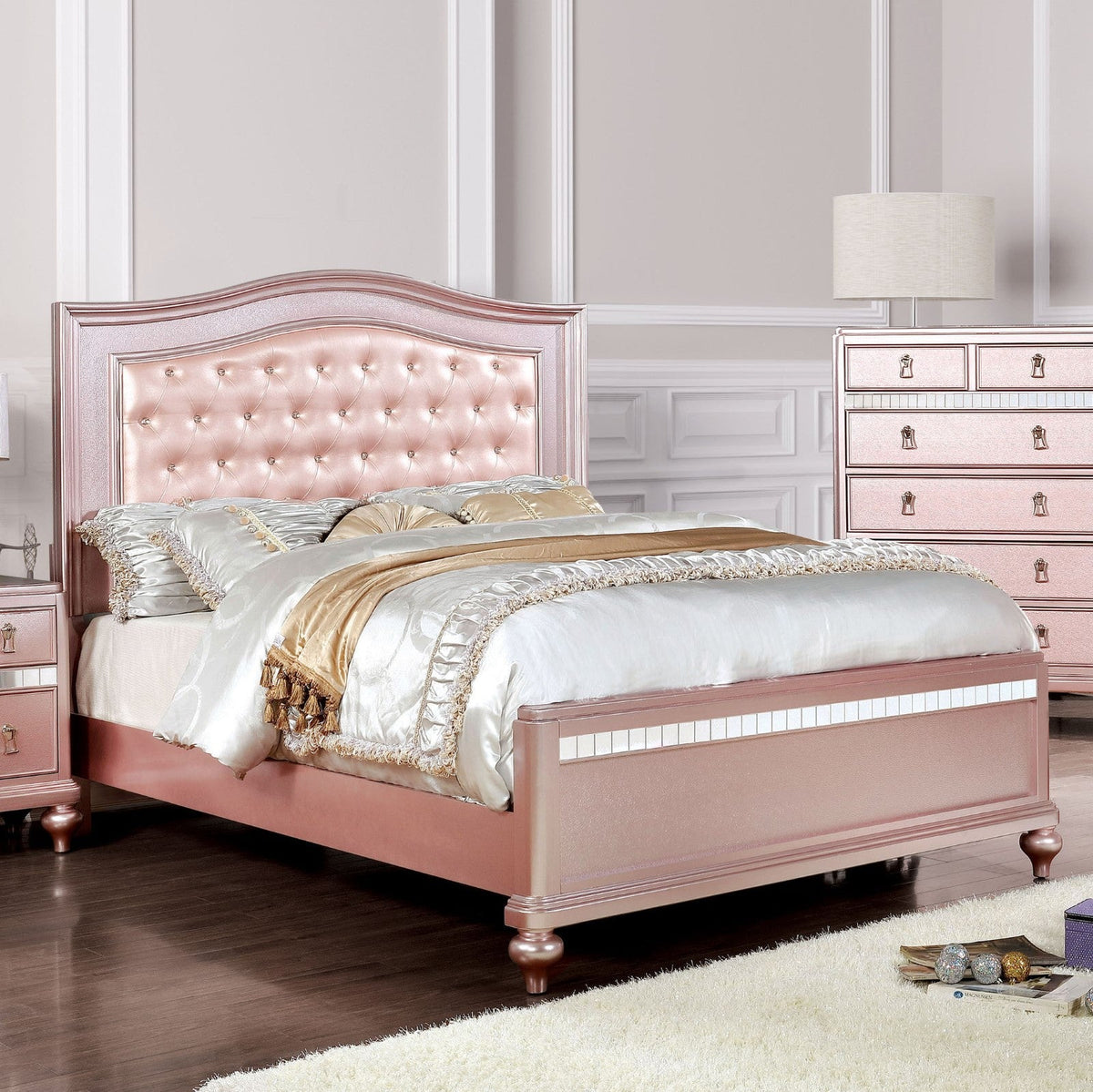 Ariston Rose Gold Queen Bed