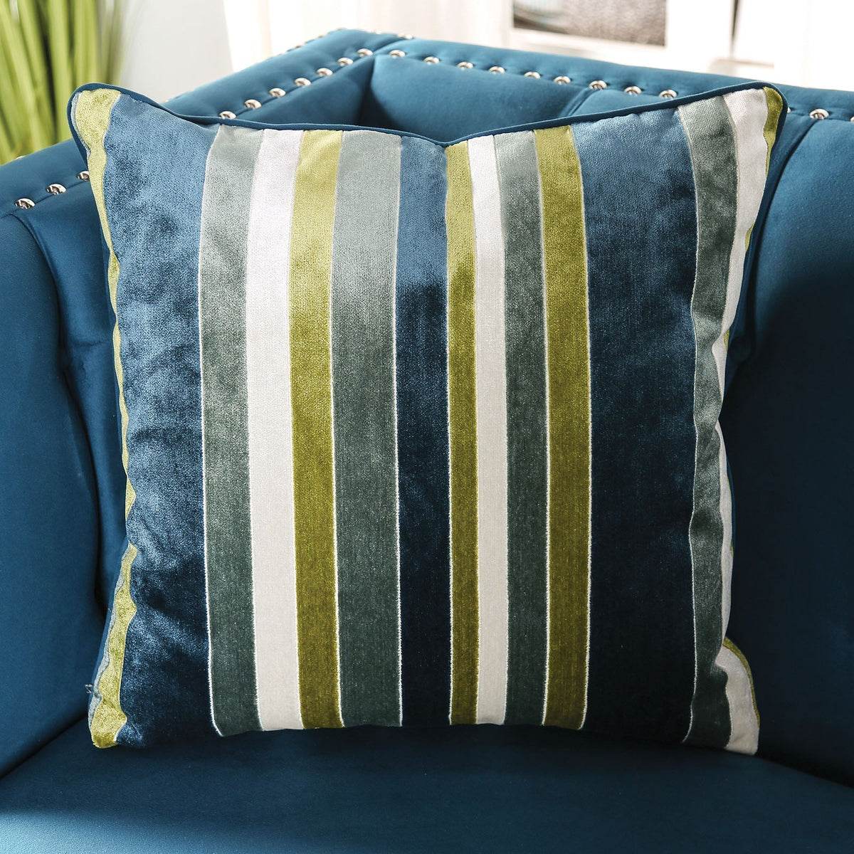 Azuletti Dark Teal/Apple Green Transitional Living Room Set