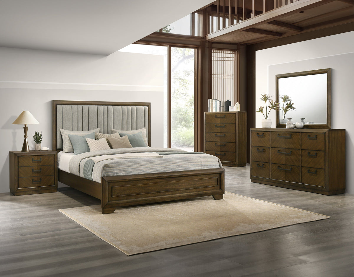 Lakecrest Brown Upholstered Queen Bed