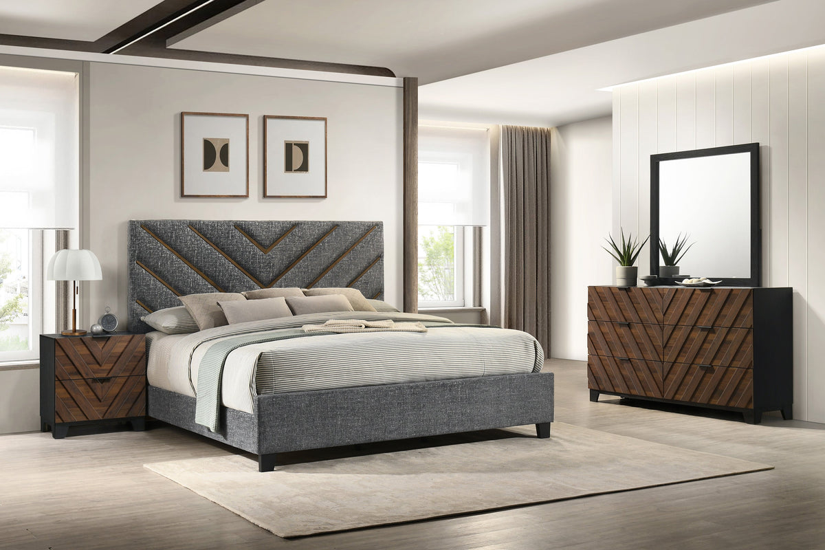 Zane Brown/Gray Upholstered Bedroom Set