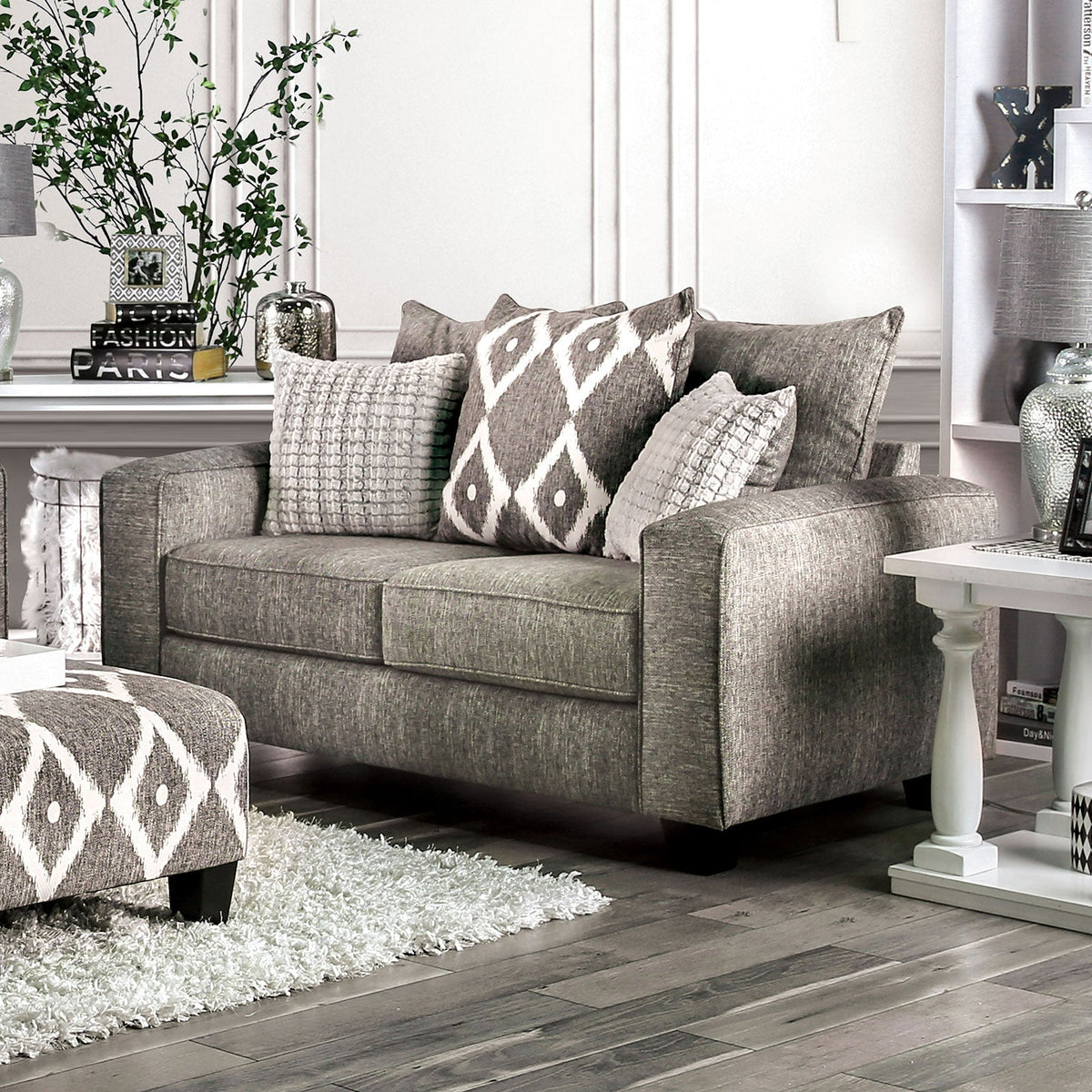 Basie Gray Transitional Living Room Set
