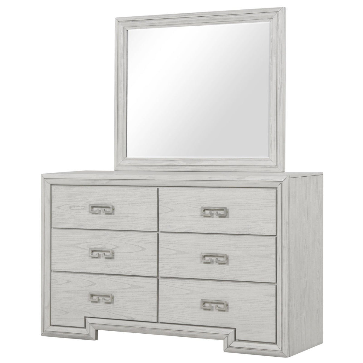Basilone Rustic White Transitional Bedroom Set