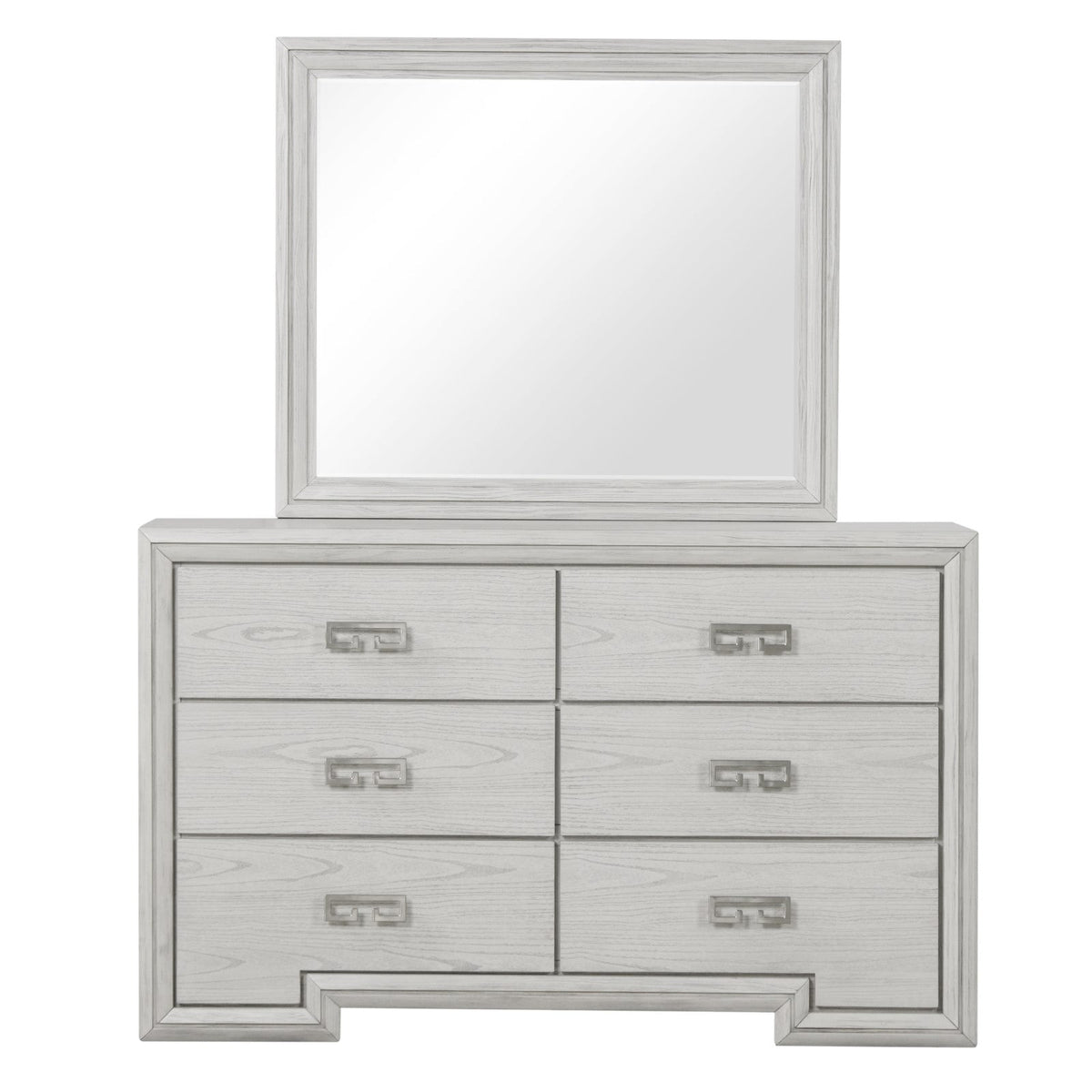 Basilone Rustic White Transitional Bedroom Set
