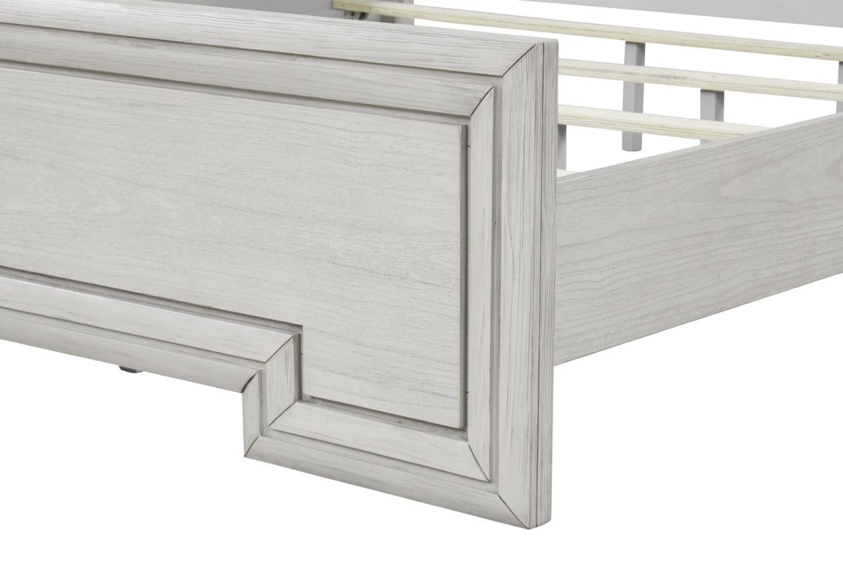 Basilone Rustic White Transitional Bedroom Set