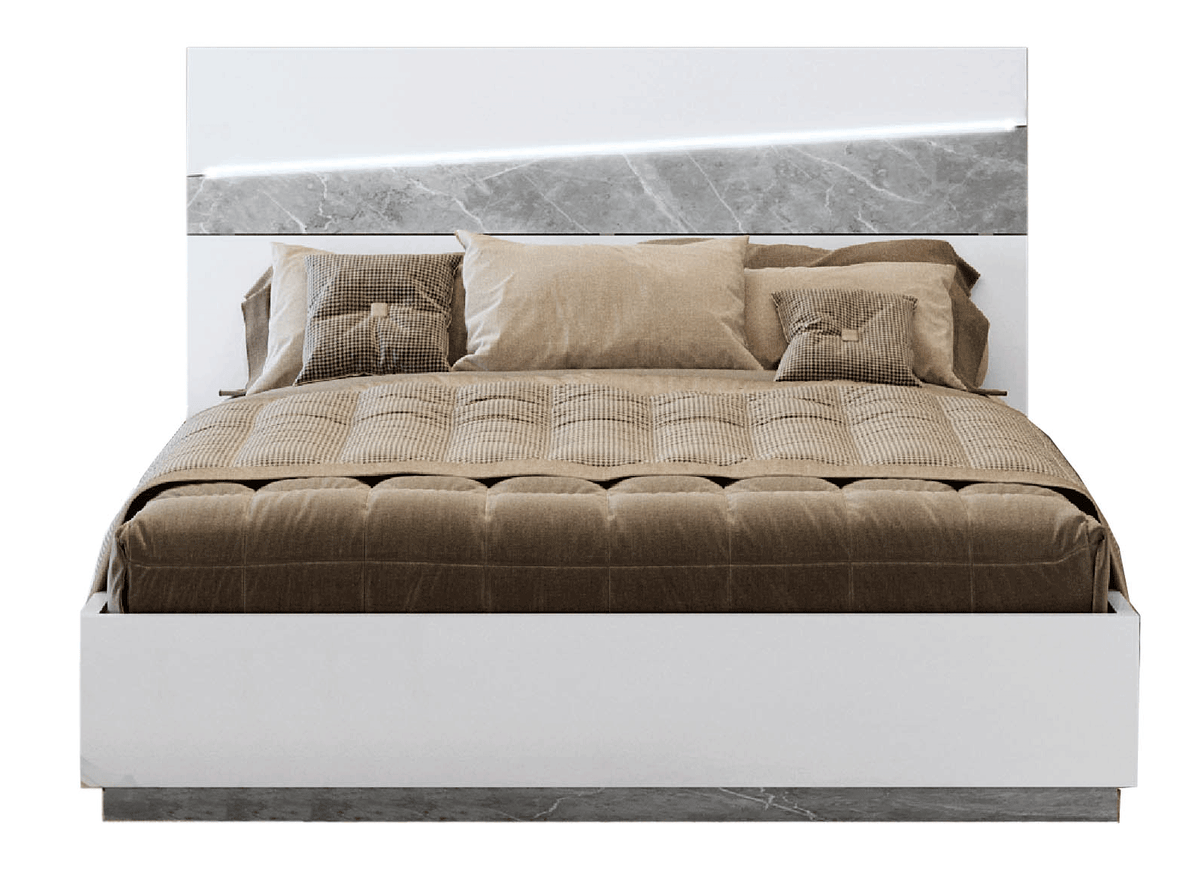 Alba White LED King Bed