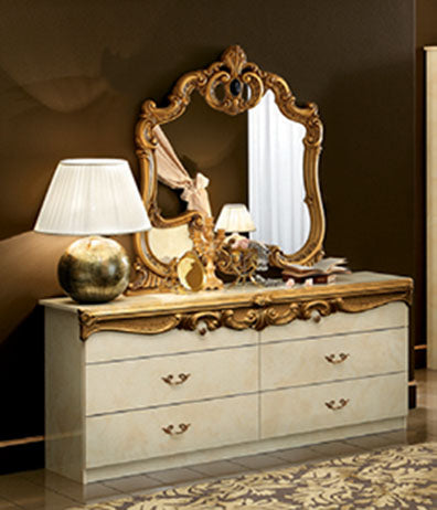 Barocco Ivory/Gold Queen Bed