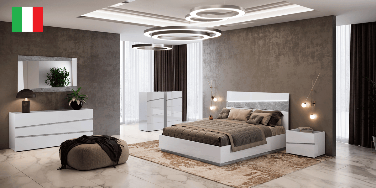 Alba White LED King Bed