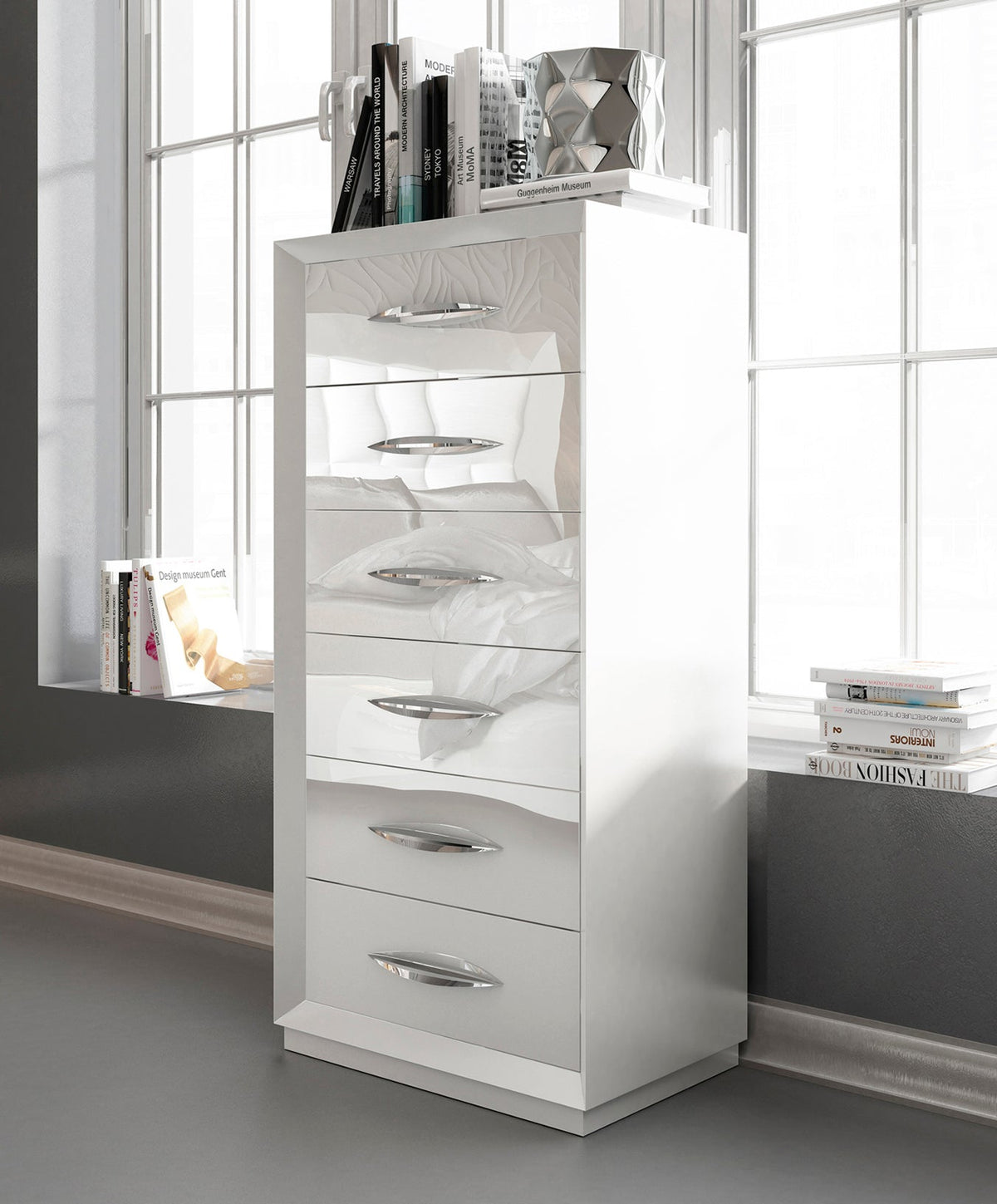 Carmen White Mirror for Single Dresser
