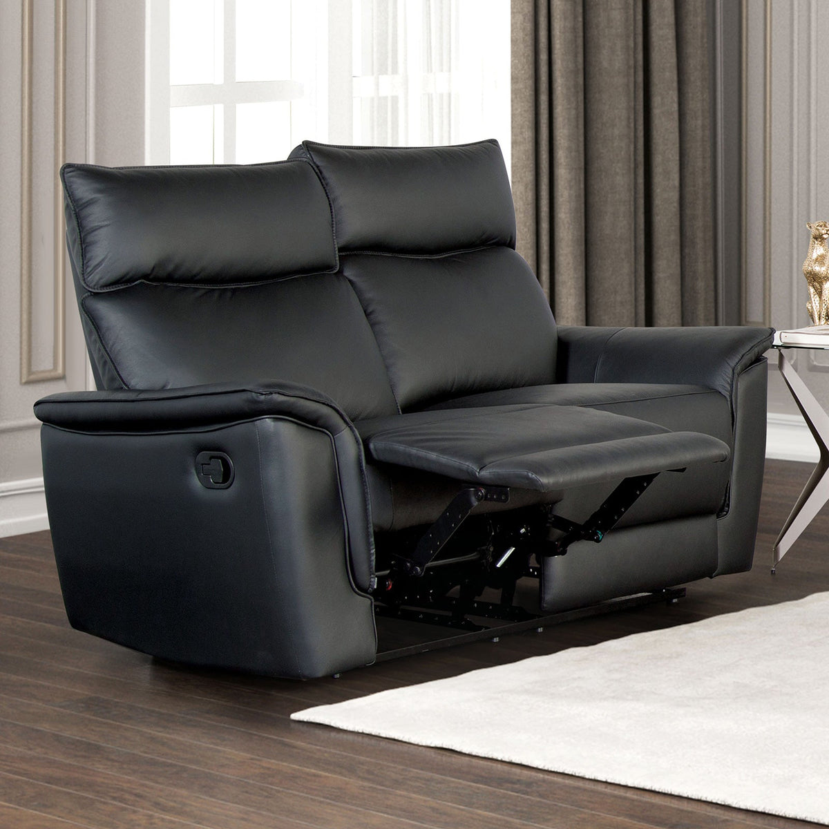 Bienne Black Transitional Reclining Living Room Set