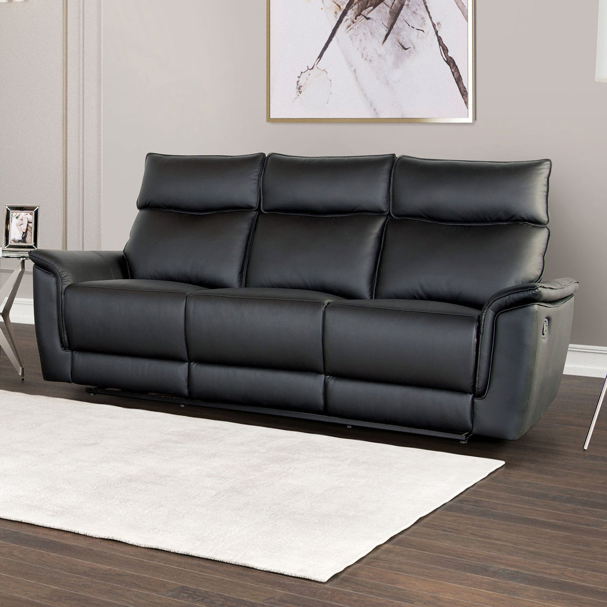 Bienne Black Transitional Reclining Living Room Set