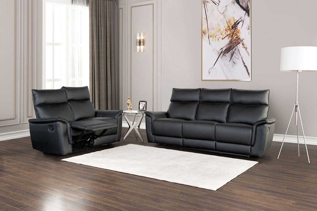 Bienne Black Transitional Reclining Living Room Set