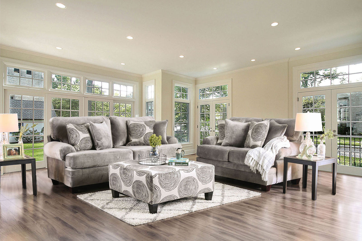 Bonaventura Gray/Pattern Transitional Living Room Set