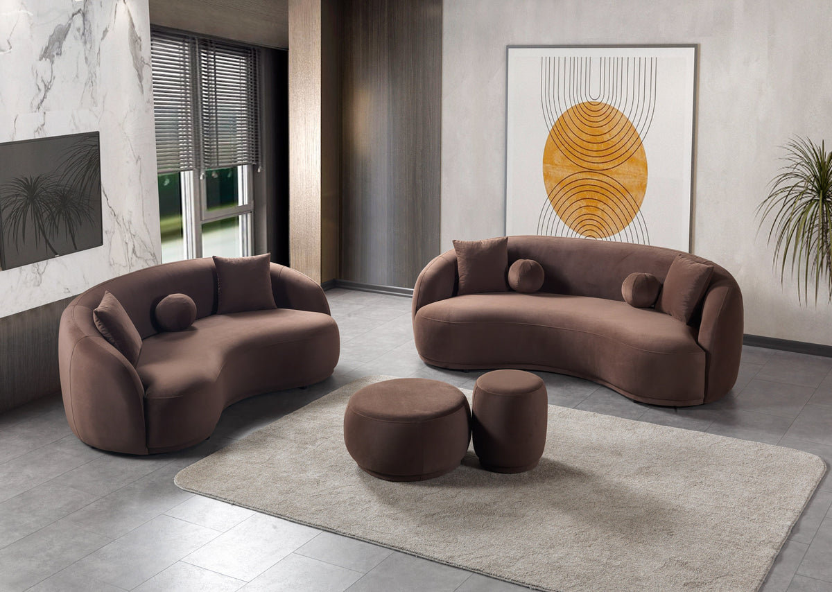 Bonita Coffee Velvet Sofa & Loveseat