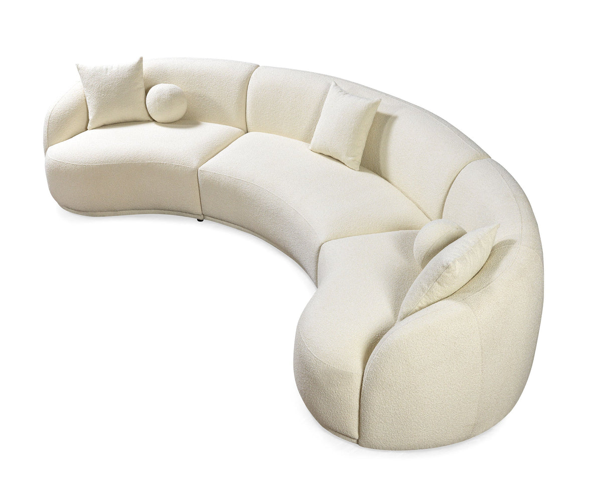 Serene Pearl Boucle 3-Piece Curved Sectional