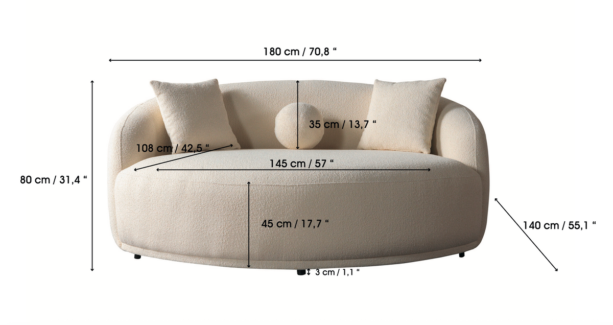Bonita Ivory Boucle Round Sofa