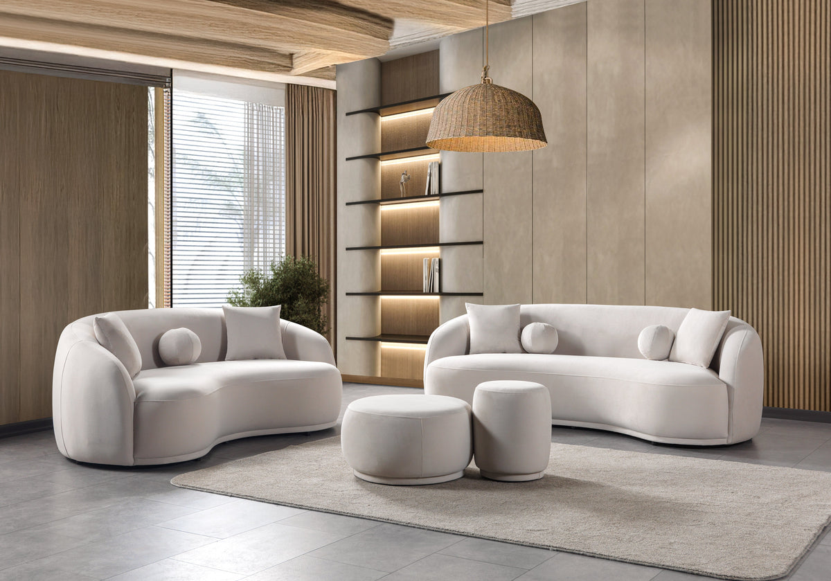 Bonita Ivory Velvet Living Room Set