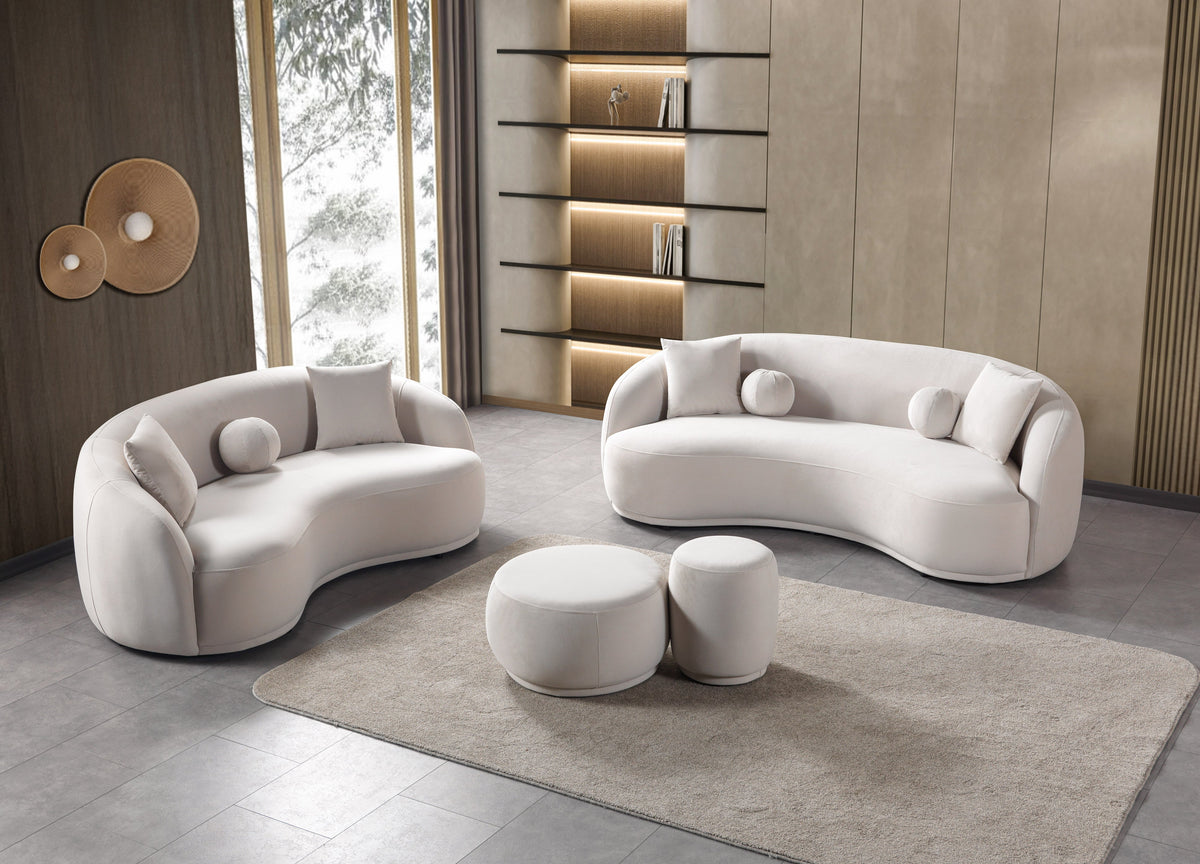 Bonita Ivory Velvet Sofa & Loveseat