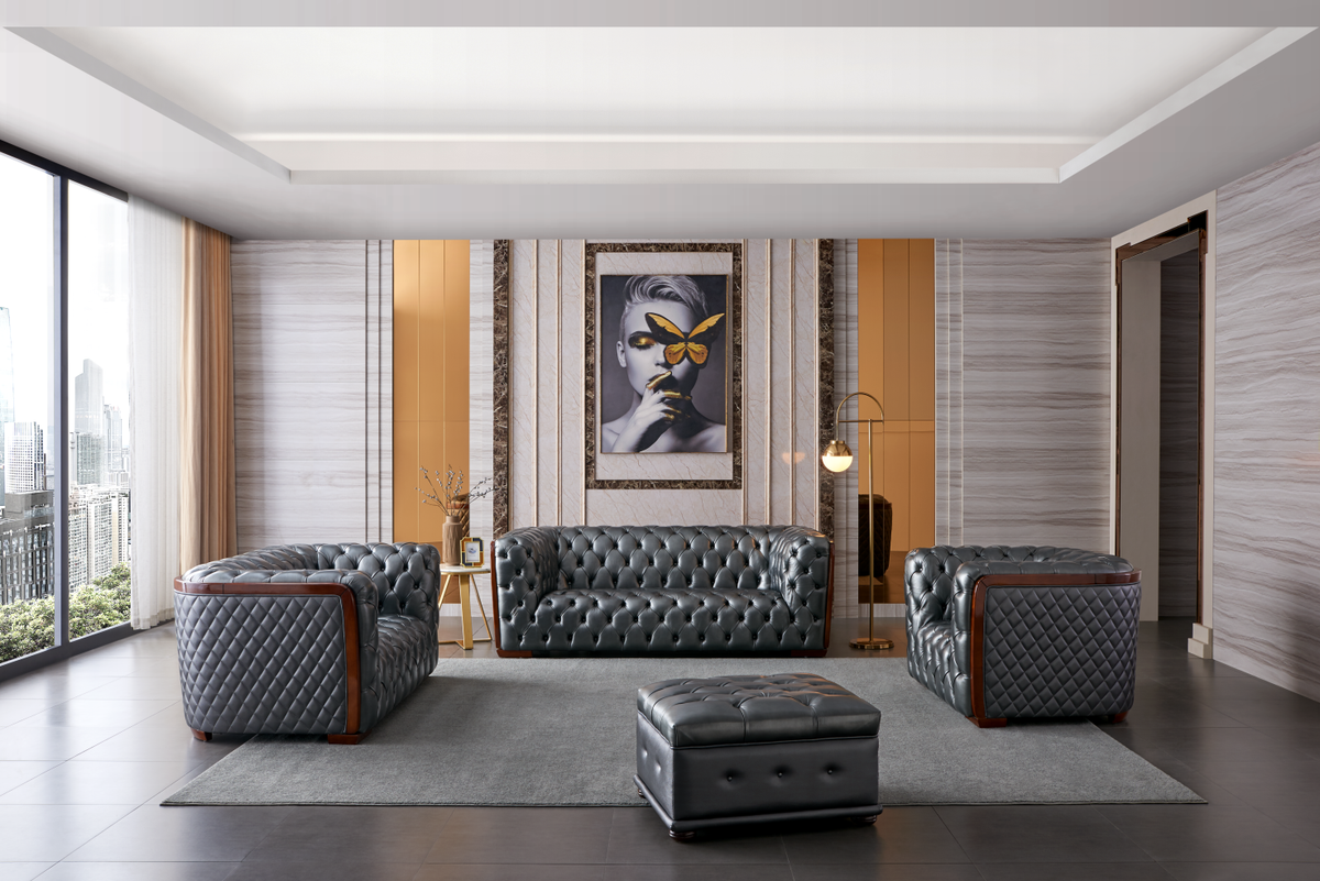 415 Gray Top-Grain Leather Chair