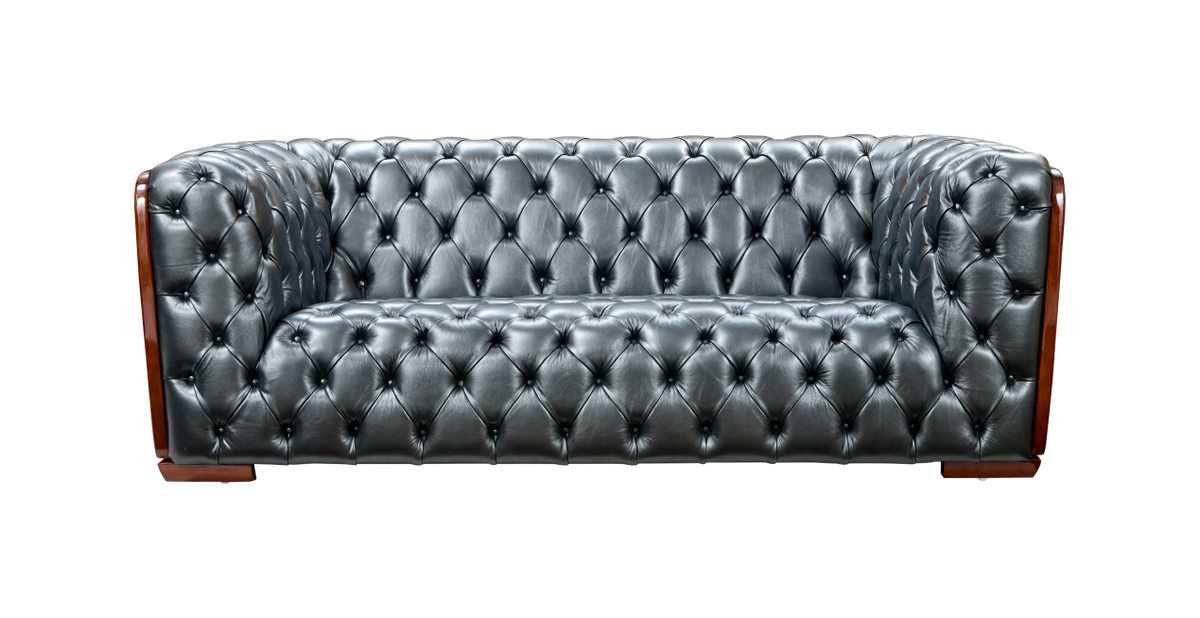 415 Gray Top-Grain Leather Sofa