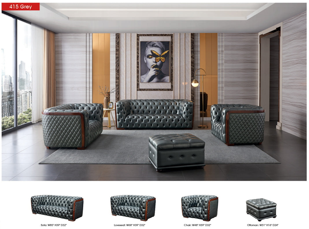 415 Gray Top-Grain Leather Chair