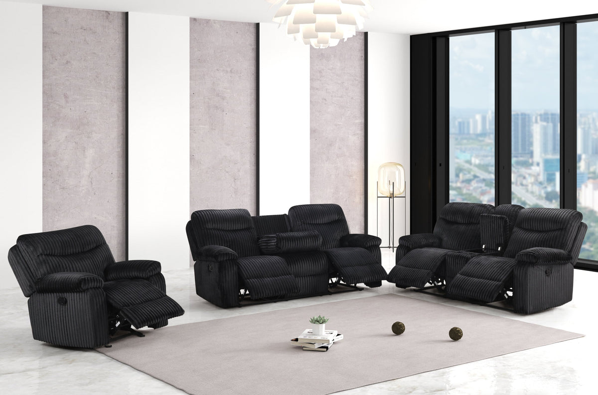 Bravo Black 3-Piece Reclining Living Room Set
