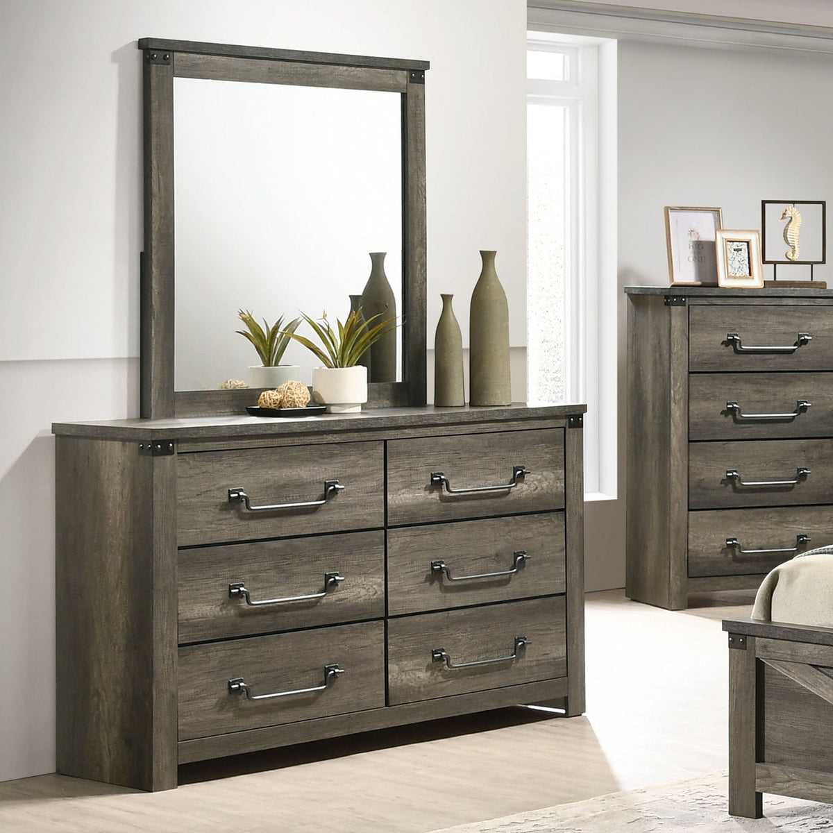 Britonale Rustic Gray Farmhouse Bedroom Set
