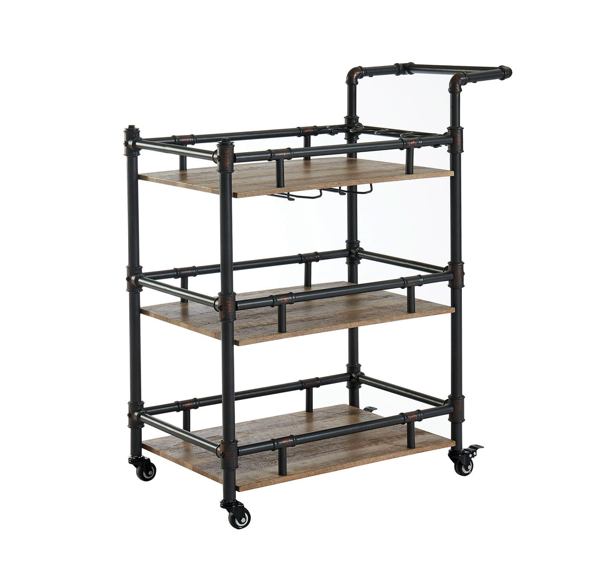 Aylmer Antique Black/Oak Serving Cart