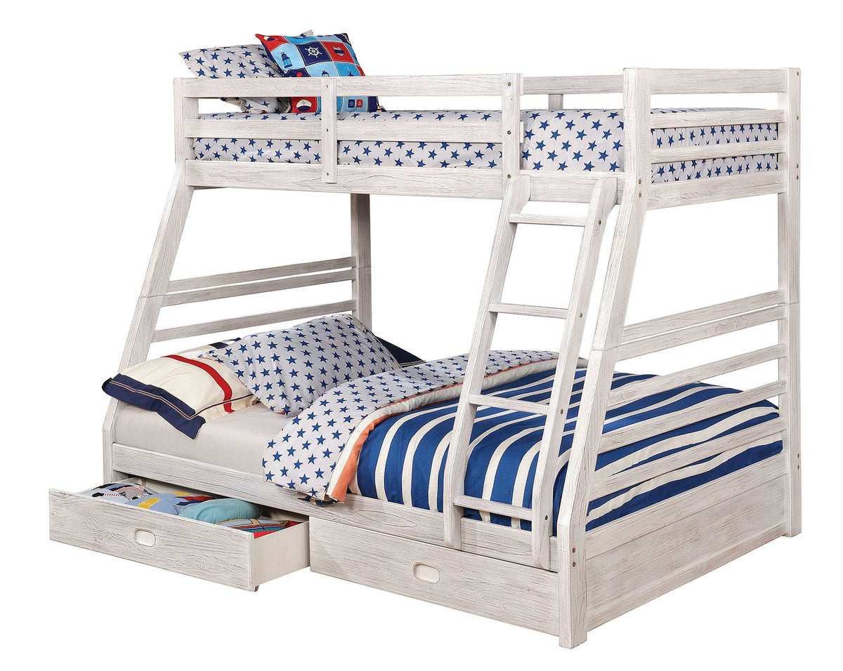 California Wire-Brushed White Bunk Bed