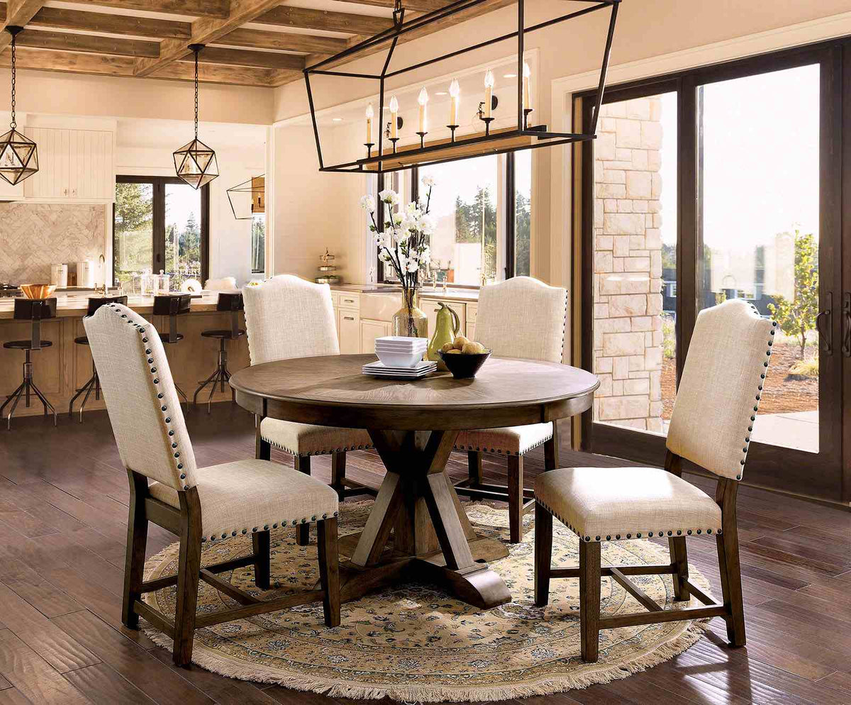 Julia Light Oak/Beige 9-Piece Dining Room Set