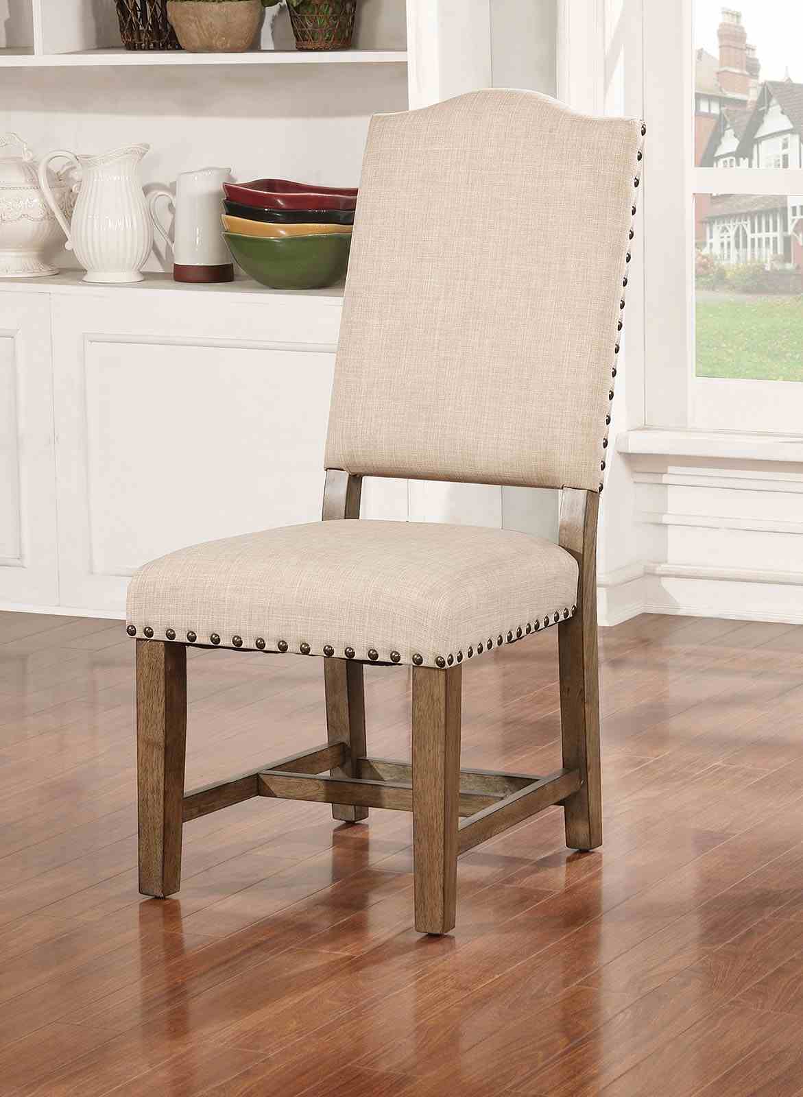 Julia Light Oak/Beige 7-Piece Rustic Dining Room Set with Expandable Leaf (Table & 6 Chairs)