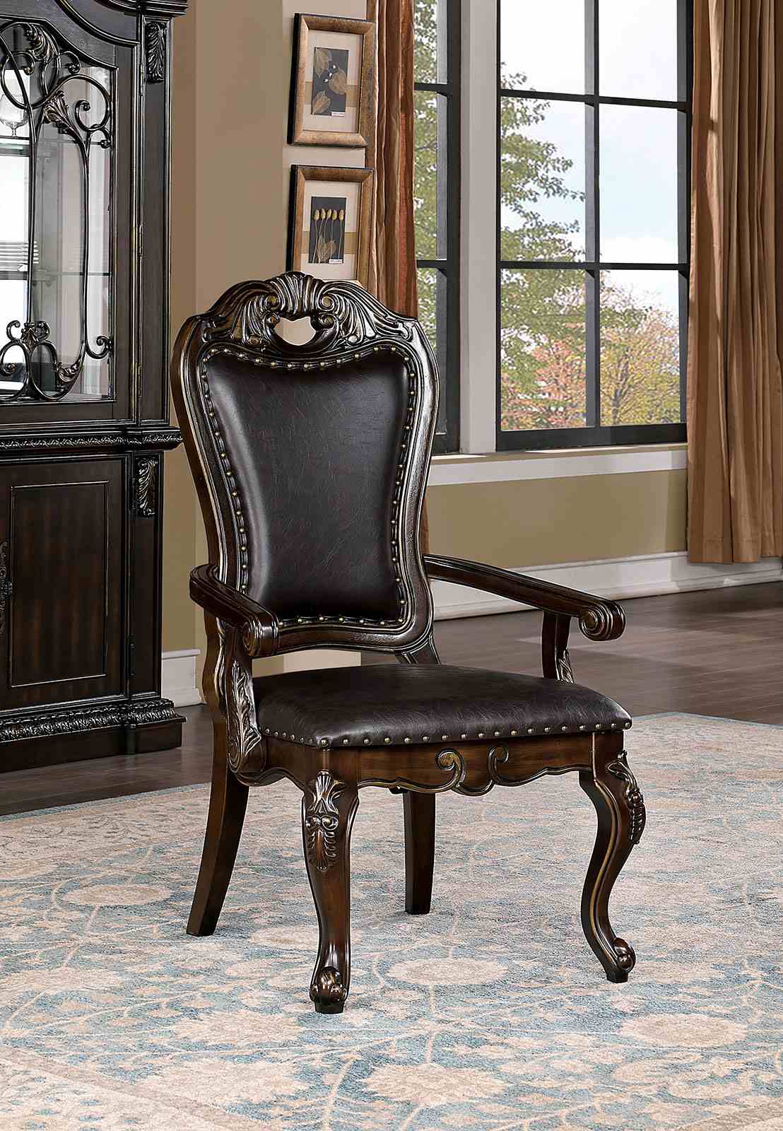 Normandy Brown Cherry 7-Piece Traditional Solid Wood Dining Room Set