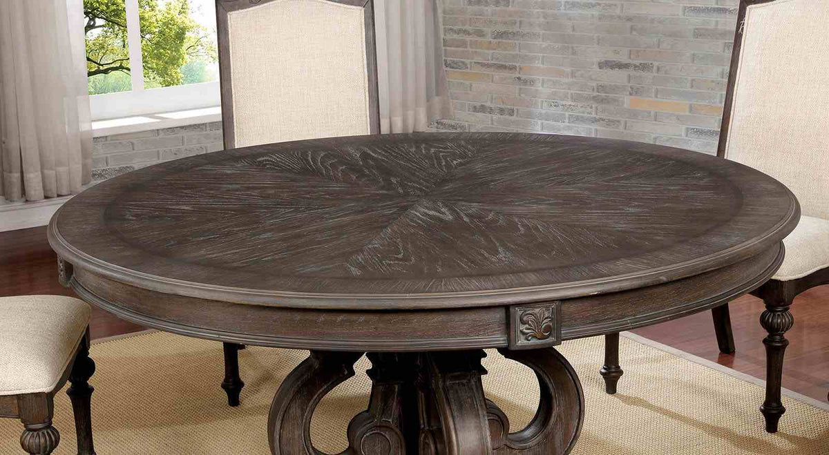 Arcadia Rustic Natural Tone/Ivory 7-Piece Round Dining Table Set