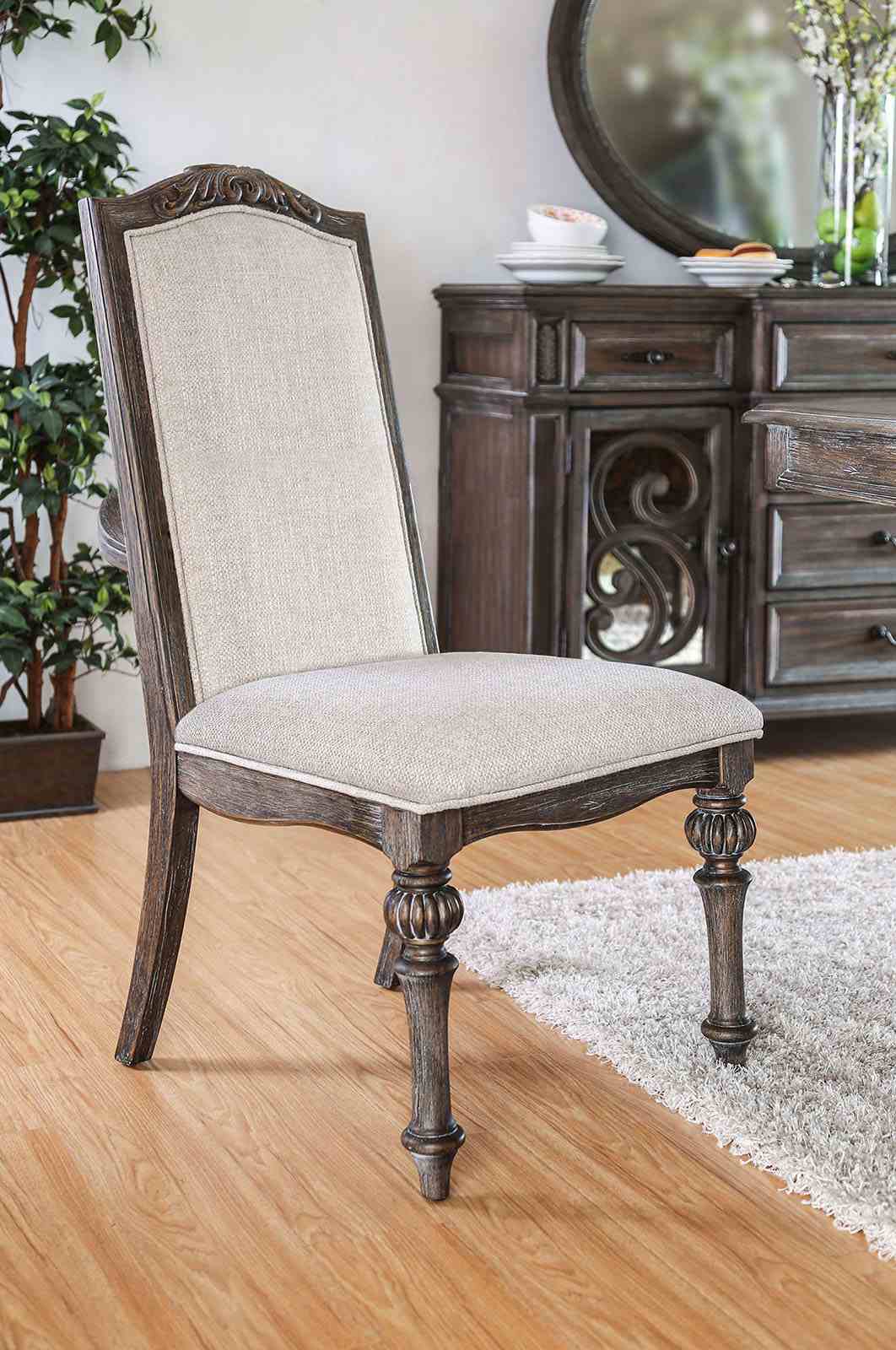 Arcadia Rustic Natural Tone/Ivory 7-Piece Round Dining Table Set
