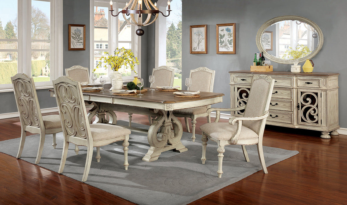 Arcadia Antique White Extendable Dining Table
