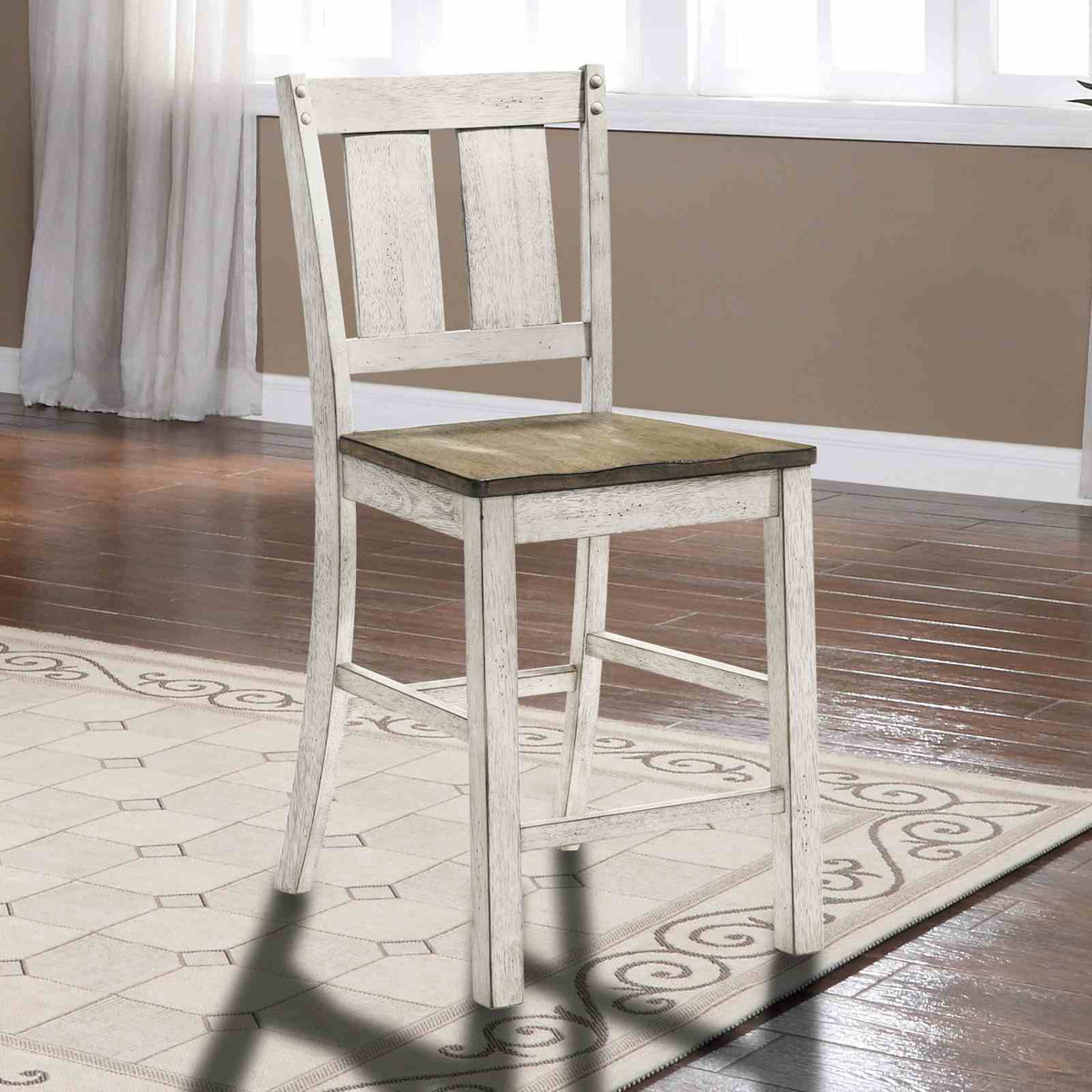 Dakota Antique White/Ash Brown 5-Piece Counter Height Set (Table & 4 Chairs)