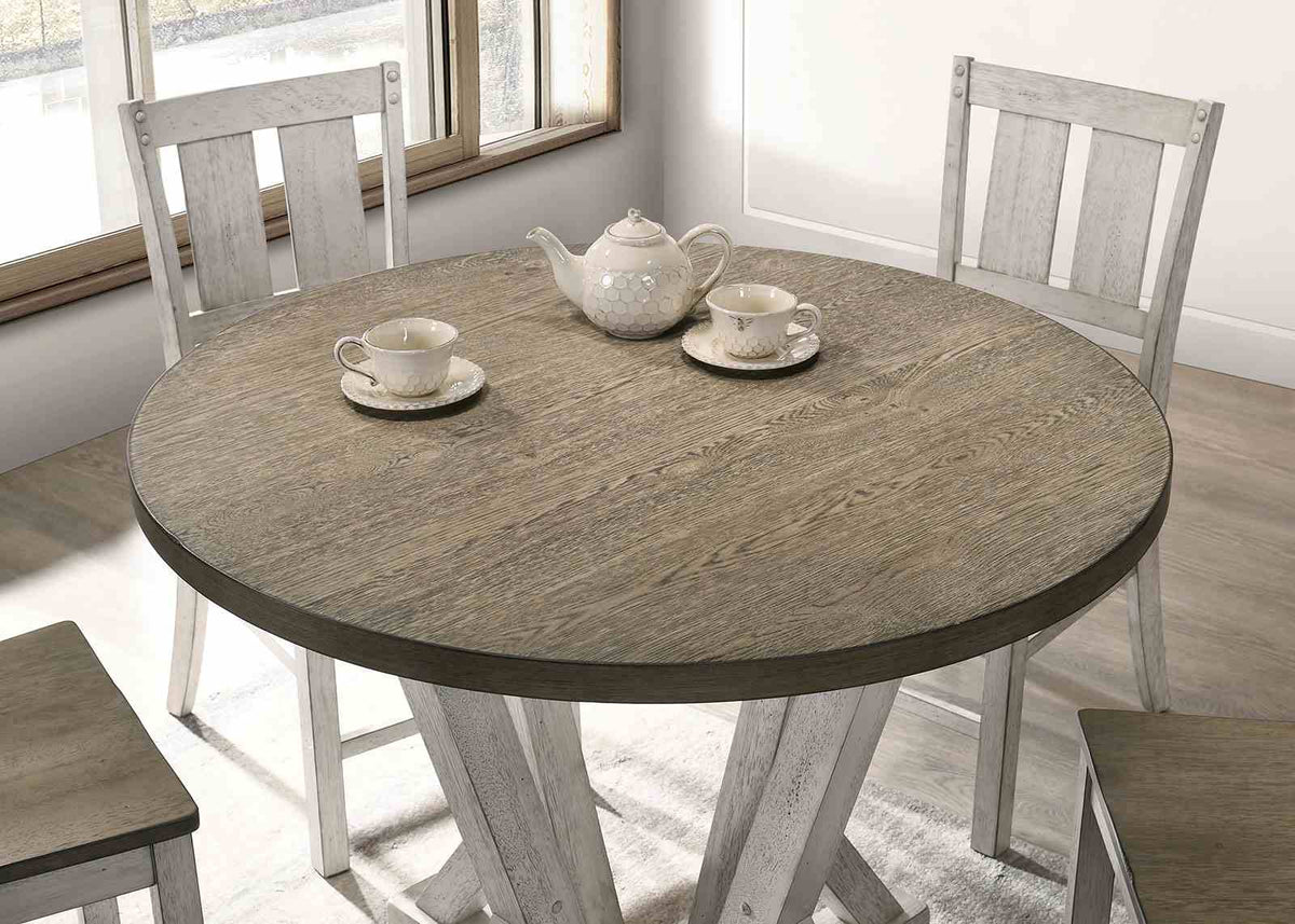 Dakota Antique White/Ash Brown 5-Piece Counter Height Set (Table & 4 Chairs)