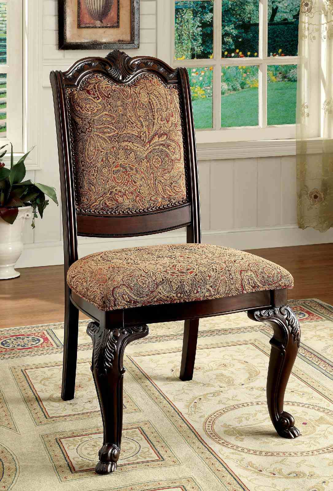 Bellagio Brown Cherry 7-Piece Traditional Fabric Dining Table Set