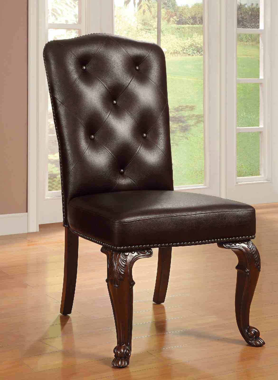 Bellagio Brown Cherry 7-Piece Leatherette Dining Room Set (Table & 6 Chairs)