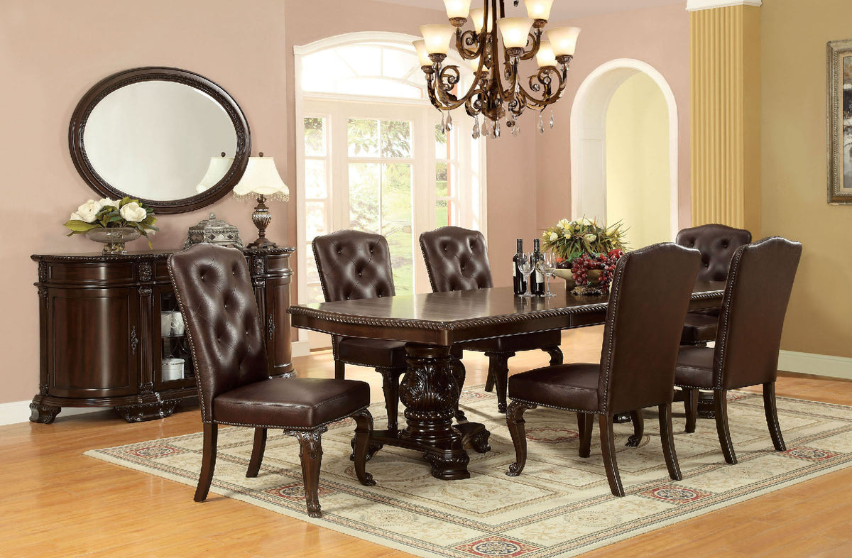 Bellagio Brown Cherry 7-Piece Leatherette Dining Room Set (Table & 6 Chairs)