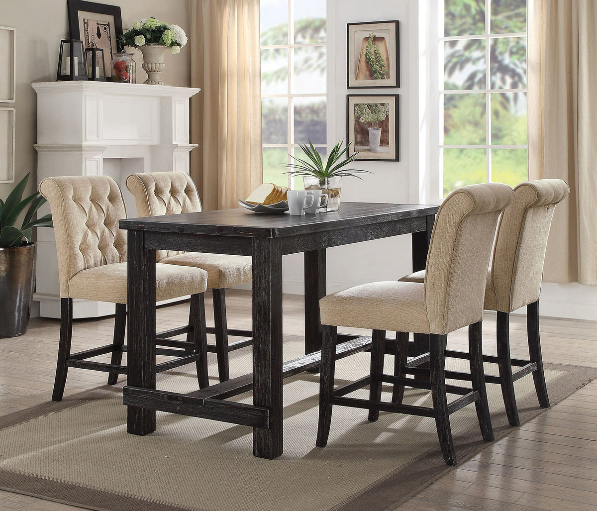 Sania Antique Black/Beige Counter Height Chair