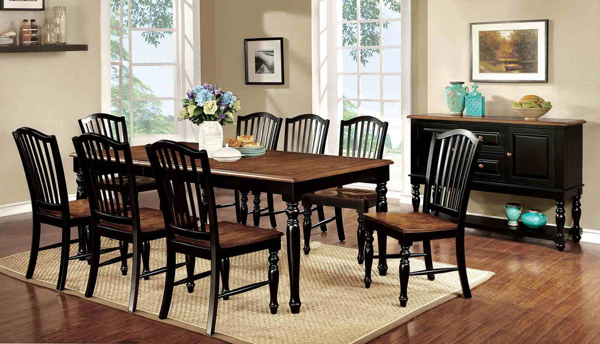 Mayville Black/Antique Oak 9-Piece Dining Room Set